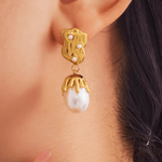 18K Pearl Gold Drop Earrings 18k Women's | Tarnish-Free, Waterproof, Hypoallergenic, Sustainable, High Quality