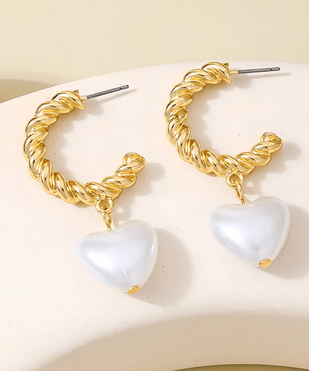 18K Pearl Heart Gold Hoop Earrings 18k Women's | Tarnish-Free, Waterproof, Hypoallergenic, Sustainable, High Quality