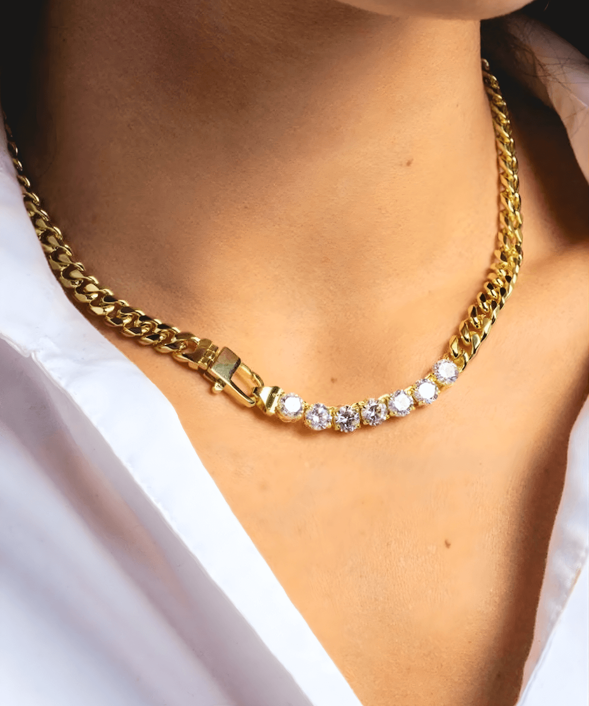 18K Gold Chain Necklace Diamond for Women/Wife/Mom, Mason & Madison Co.