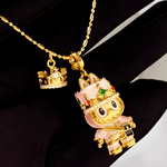 18K Yellow Gold Labubu Diamond Pendant Necklace 18k Women's, Best Trending Birthday Wedding Gift for Mom Wife, Bridal Party Travel Work School Holiday, Mason & Madison