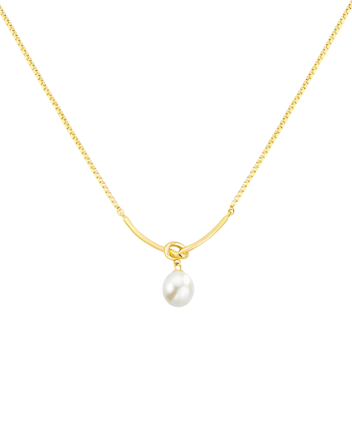 18k Pearl Gold Knot Pendant Necklace - Women's Tarnish-Free, Waterproof, Hypoallergenic, Sustainable, High Quality 