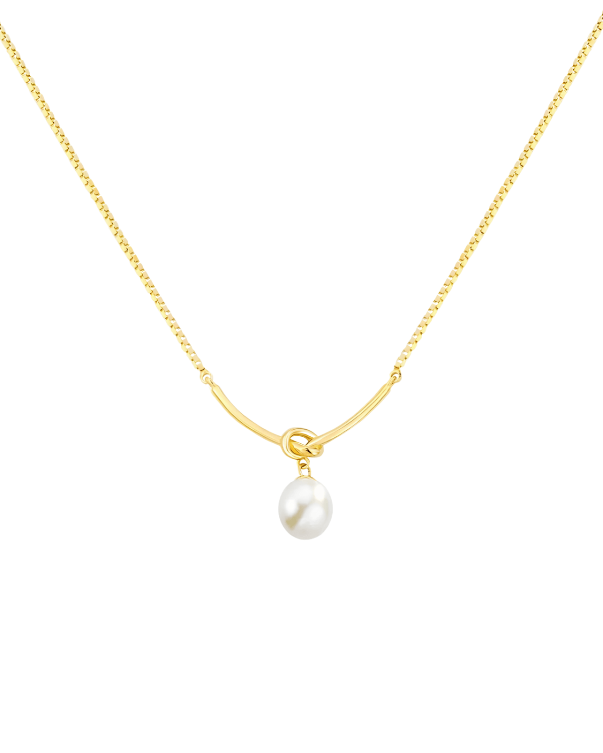 18k Pearl Gold Knot Pendant Necklace - Women's Tarnish-Free, Waterproof, Hypoallergenic, Sustainable, High Quality 