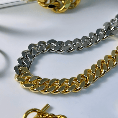 Best Gold Silver Jewelry Gift | Best Aesthetic Yellow Gold Silver Chunky Chain Bracelet Jewelry Gift for Women, Girls, Girlfriend, Mother, Wife, Daughter | Mason & Madison Co.