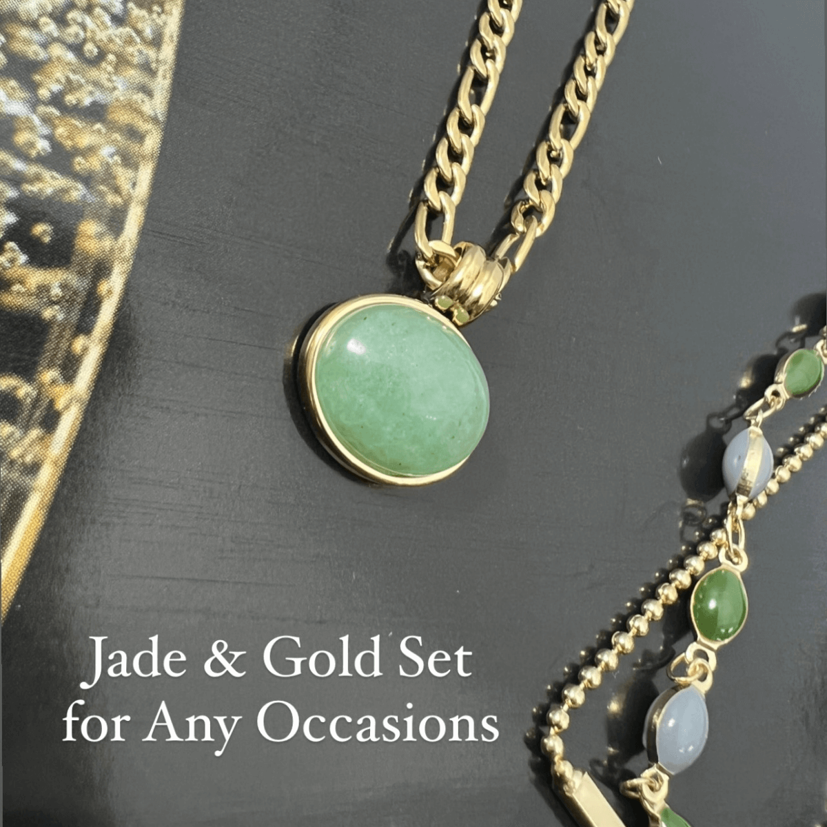 1# BEST Gold Jade Pendant Necklace Jewelry Gift for Women | #1