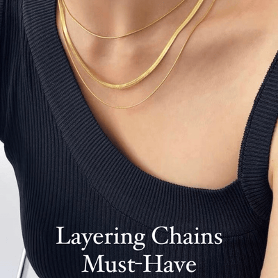 Best Gold Layered Chain Necklace Gift | Best Aesthetic Yellow Gold Triple-Layered Snake Chain Necklace Jewelry Gift for Women,Mother,Wife | Mason & Madison Co.