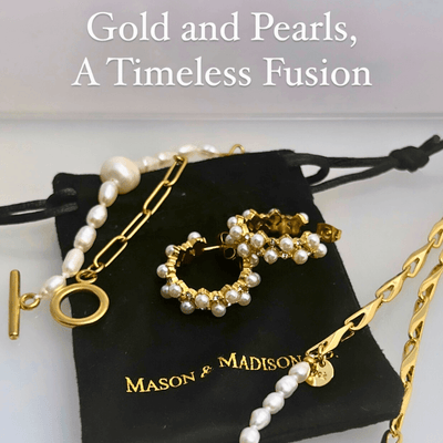 Best Gold Pearl Chain Bracelet Jewelry Gift | Best Aesthetic Yellow Gold Pearl Bracelet Jewelry Gift for Women, Girls, Girlfriend, Mother, Wife, Daughter | Mason & Madison Co.