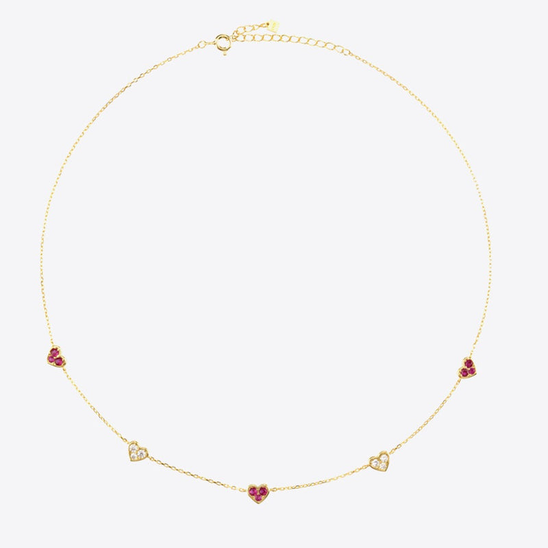 Gold Inlaid Rose Diamond Heart Chain Necklace