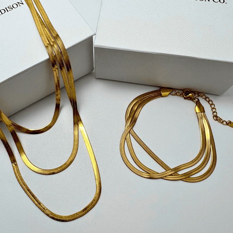 Gold Triple-Layered Snake Chain Bundle Set