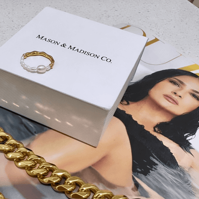 Best Gold Pearl Ring Jewelry Gift | Best Aesthetic Adjustable Yellow Gold Pearl Ring Jewelry Gift for Women, Girls, Girlfriend, Mother, Wife, Daughter | Mason & Madison Co.