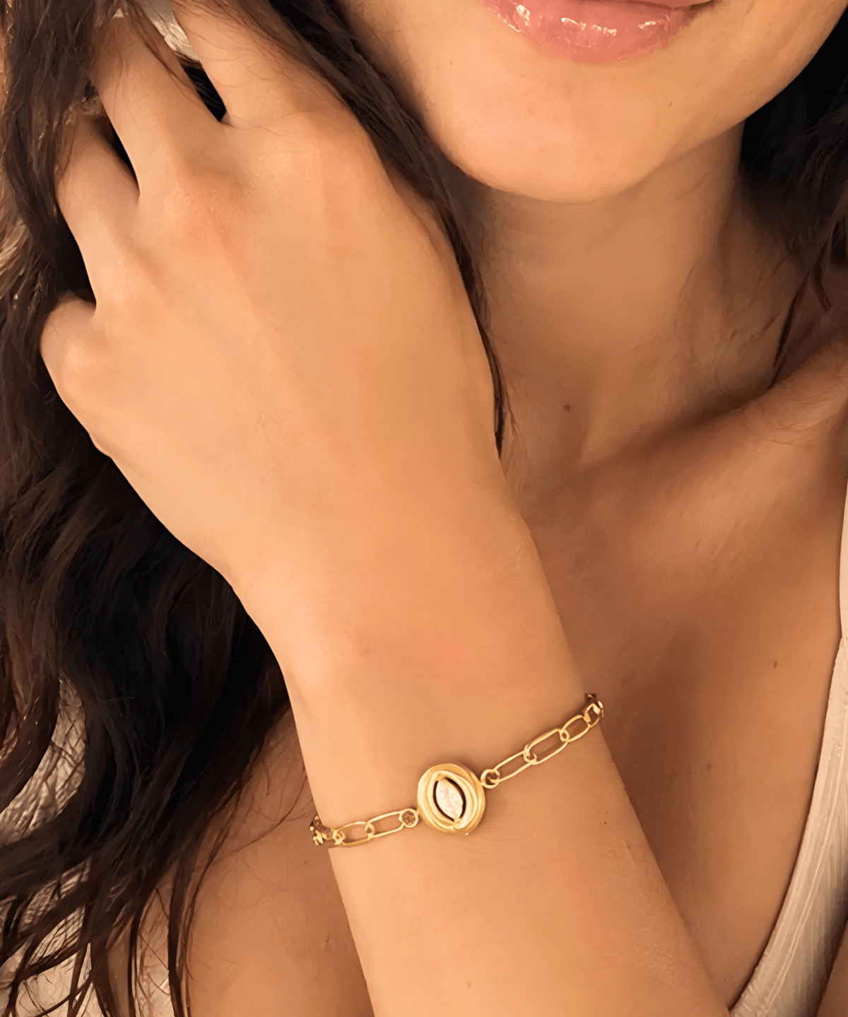 Best 18K Gold Diamond Charm Bracelet Women's Gift for Her/Wife/Mom Birthday