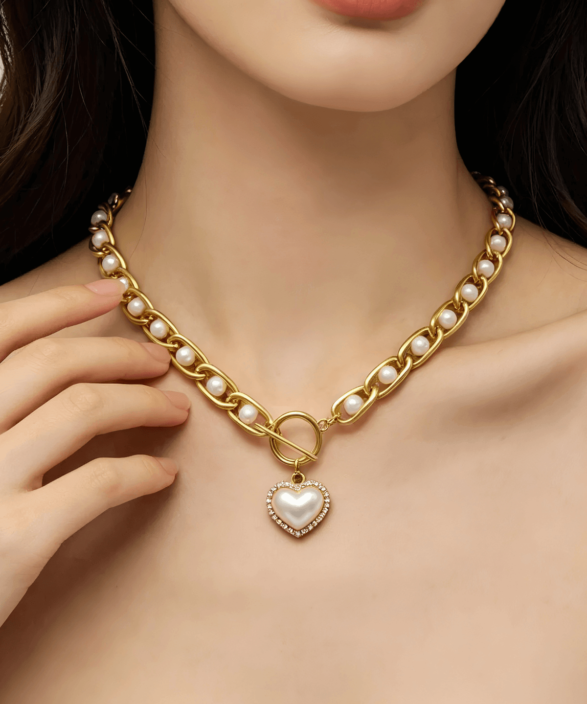 Best 18K Gold Pearl Heart Pendant Necklace 18k Women's | Tarnish-Free, Waterproof, Hypoallergenic, Sustainable, High Quality
