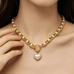 Best 18K Gold Pearl Heart Pendant Necklace 18k Women's | Tarnish-Free, Waterproof, Hypoallergenic, Sustainable, High Quality