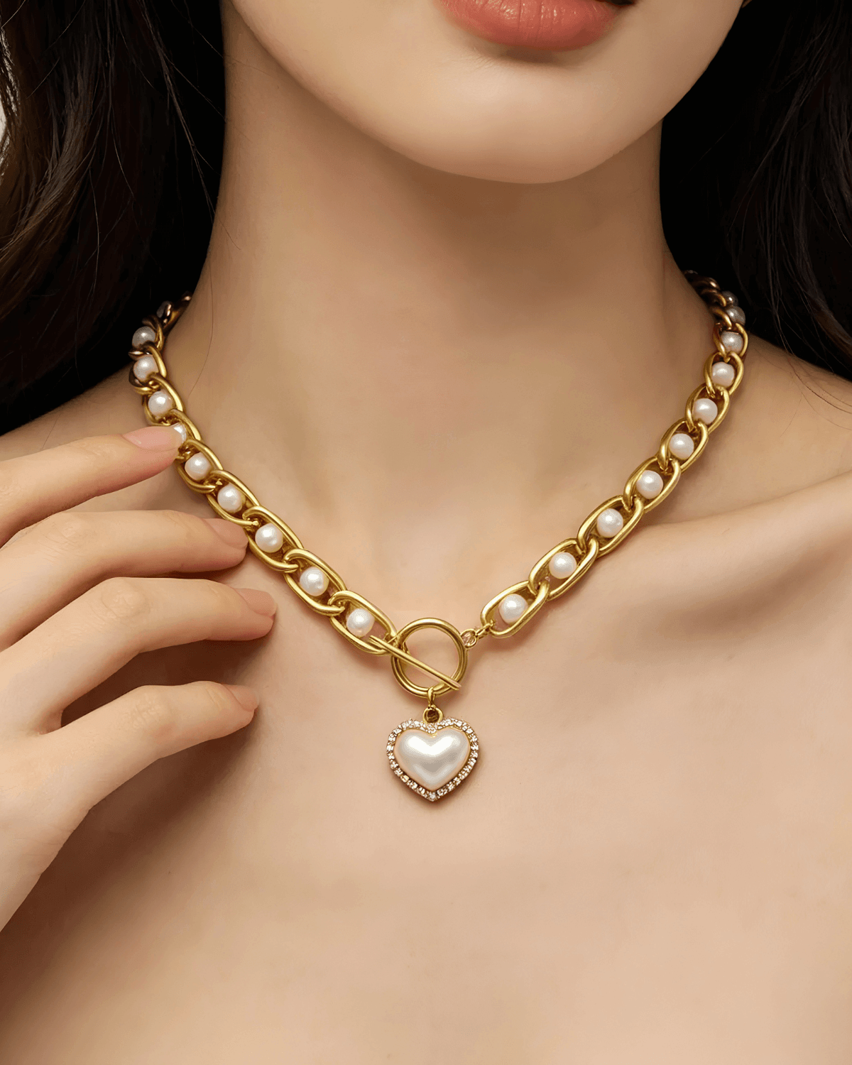 Best 18K Gold Pearl Heart Pendant Necklace 18k Women's | Tarnish-Free, Waterproof, Hypoallergenic, Sustainable, High Quality