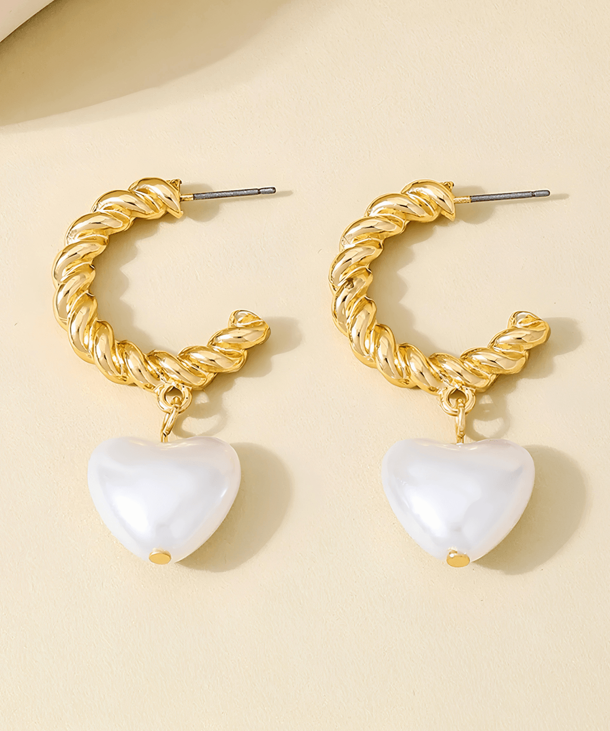Best 18K Pearl Heart Gold Hoop Earrings 18k Women's | Tarnish-Free, Waterproof, Hypoallergenic, Sustainable, High Quality