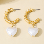 Best 18K Pearl Heart Gold Hoop Earrings 18k Women's | Tarnish-Free, Waterproof, Hypoallergenic, Sustainable, High Quality