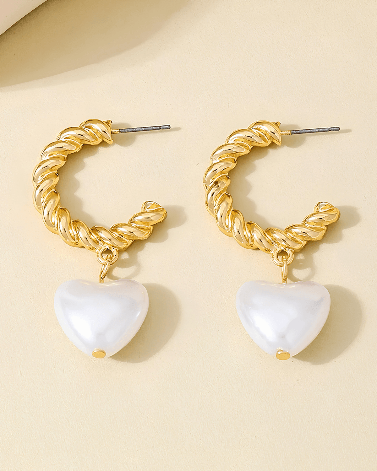 Best 18K Pearl Heart Gold Hoop Earrings 18k Women's | Tarnish-Free, Waterproof, Hypoallergenic, Sustainable, High Quality