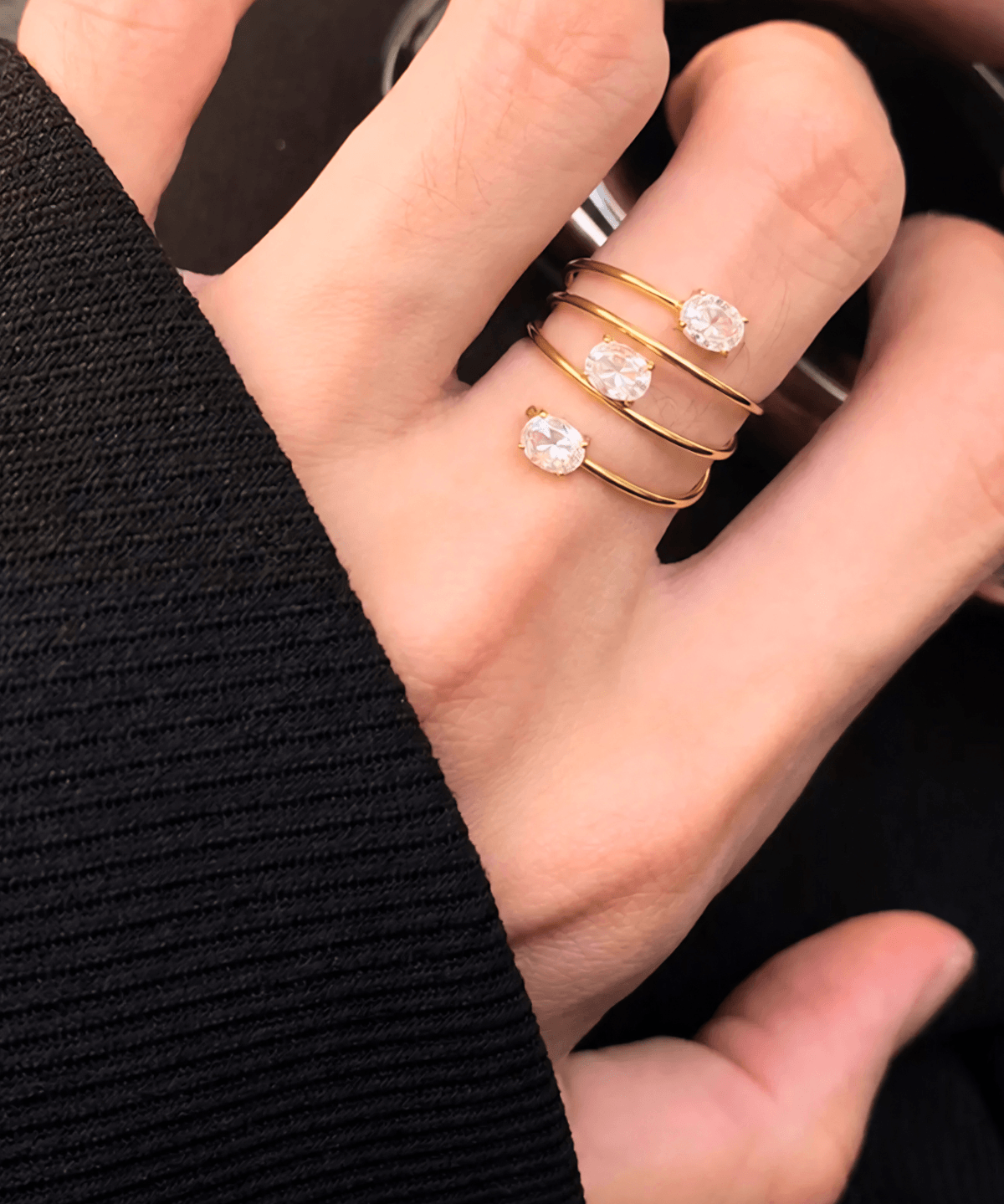 Best Diamond Gold Ring 18K Women's Gift for Her/Mom/Wife Birthday