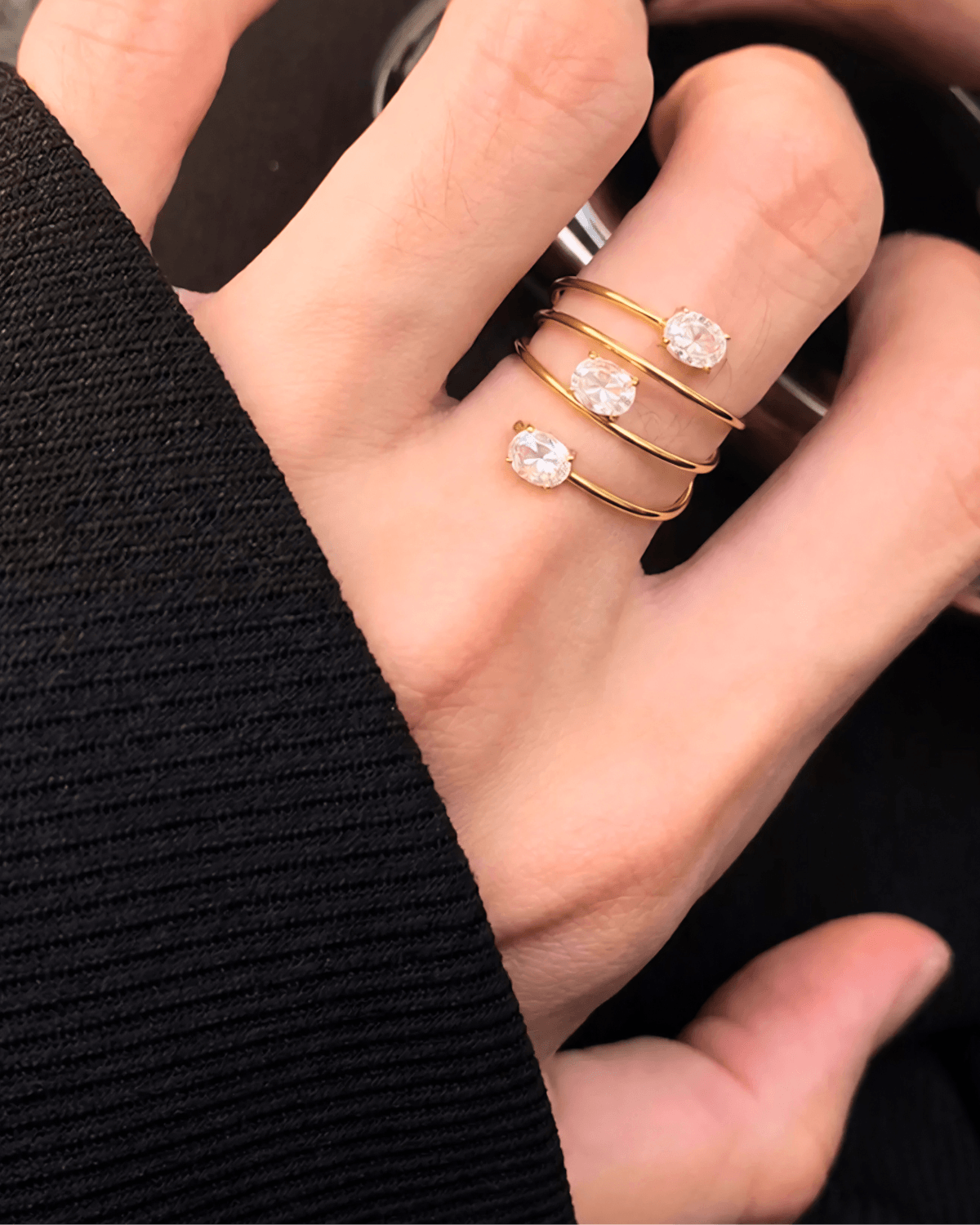 Best Diamond Gold Ring 18K Women's Gift for Her/Mom/Wife Birthday