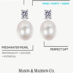 Best Diamond Pearl Stud Earrings Gift Trends for Women, Lady, Wife, Mom | Women’s BEST Trending Trendy Diamond Pearl Stud Earrings Jewelry Gift on Sale for Women, Lady, Mother, Wife | Mason & Madison Co.