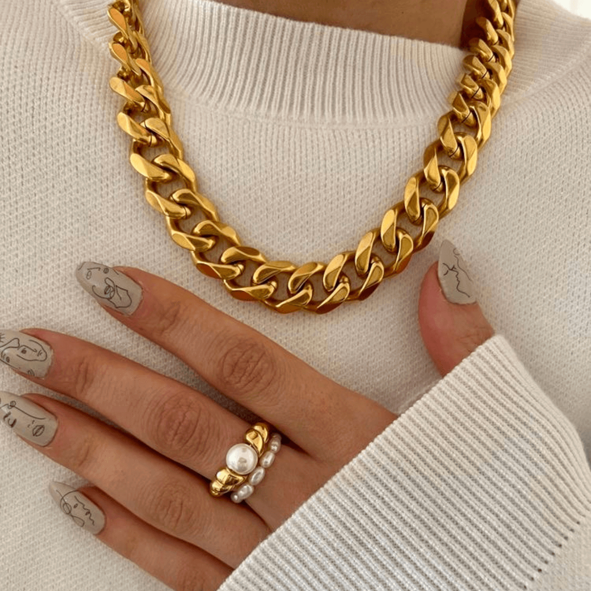 Gold chain necklace chunky shop