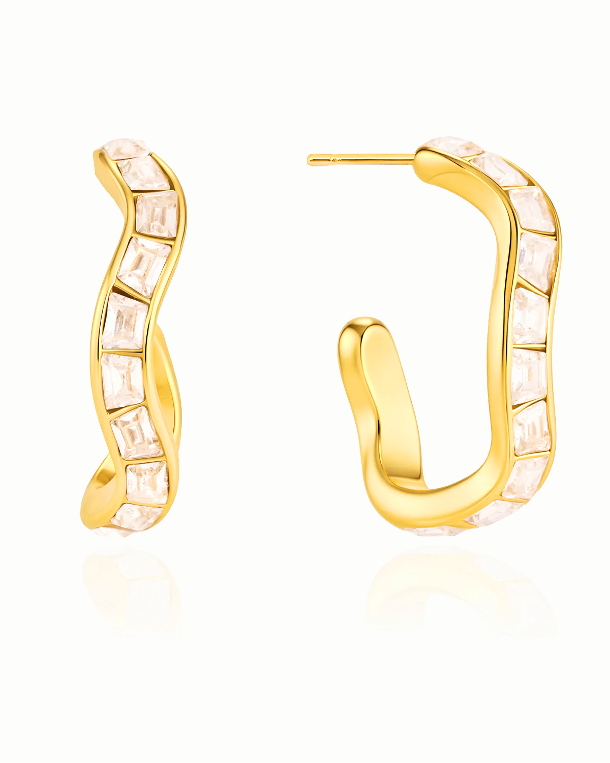 Best Gold Diamond Hoop Earrings 18K Women's Gift for Her/Wife/Mom Birthday