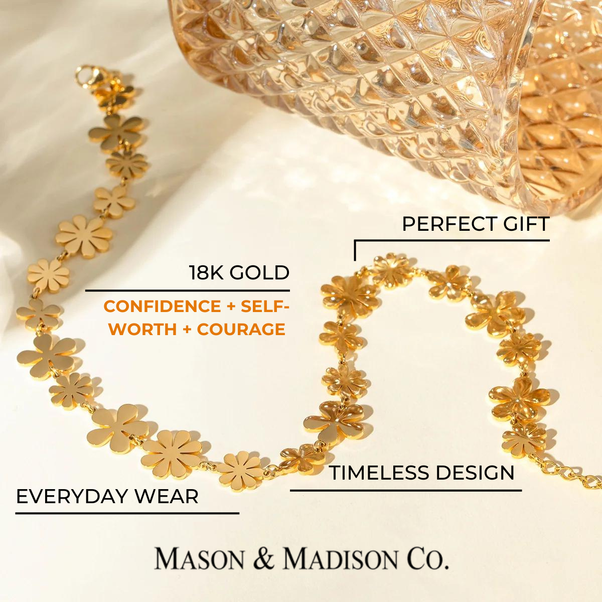 Gold chain flower design sales