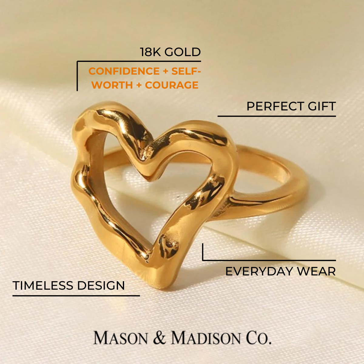 Ladies gold heart ring hotsell