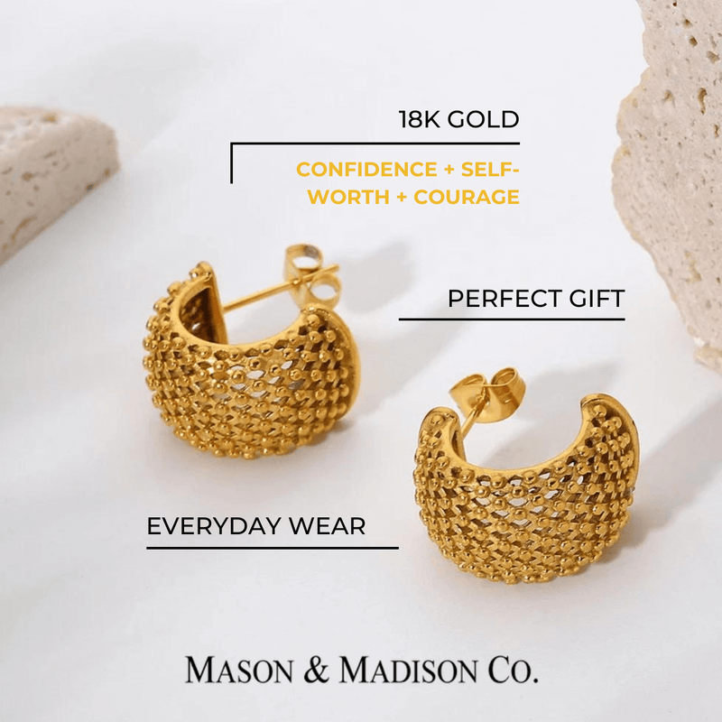 BEST Gold Hoop Earrings Jewelry Gift for Women | #1 Best Most Top Trendy Trending Aesthetic Yellow Gold Hoop Earrings Jewelry Gift for Women, Girls, Girlfriend, Mother, Wife, Ladies | Mason & Madison Co.