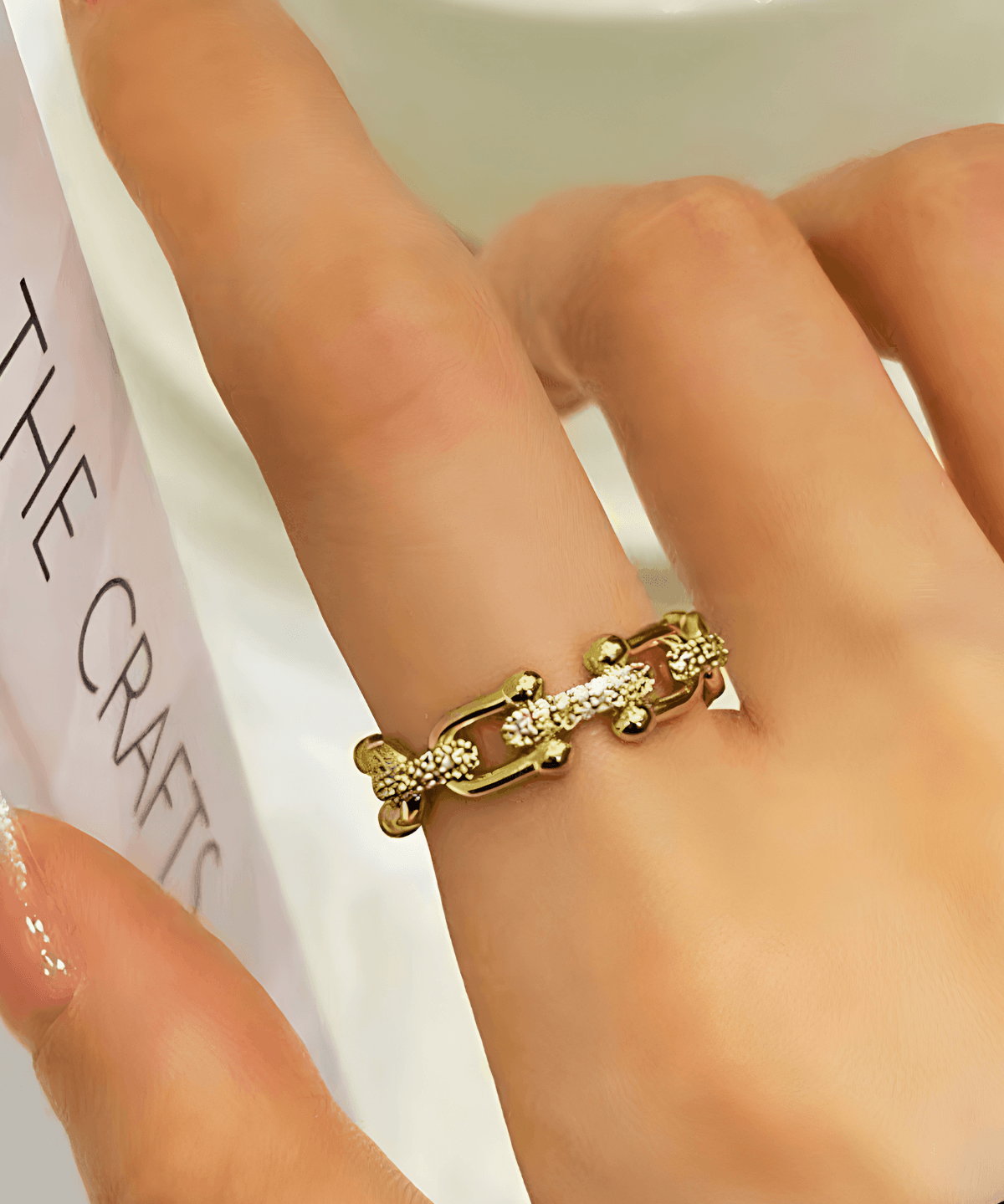 Best Gold Link Chain Diamond Open Ring Women's Gift 1