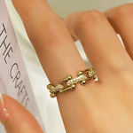 Best Gold Link Chain Diamond Open Ring Women's Gift 1