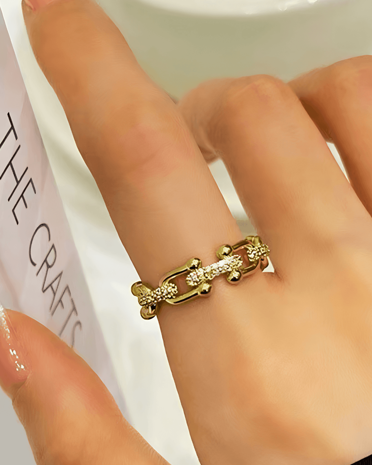 Best Gold Link Chain Diamond Open Ring Women's Gift 1