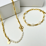 Best Gold Pearl Chain Necklace Bracelet Set Trends for Women, Lady, Wife, Mom | Women’s BEST Trending Trendy Gold Pearl Chain Necklace Bracelet Set Jewelry Gift on Sale for Women, Lady, Mother, Wife | Mason & Madison Co.