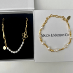 Best Gold Pearl Chain Necklace Bracelet Set Trends for Women, Lady, Wife, Mom | Women’s BEST Trending Trendy Gold Pearl Chain Necklace Bracelet Set Jewelry Gift on Sale for Women, Lady, Mother, Wife | Mason & Madison Co.