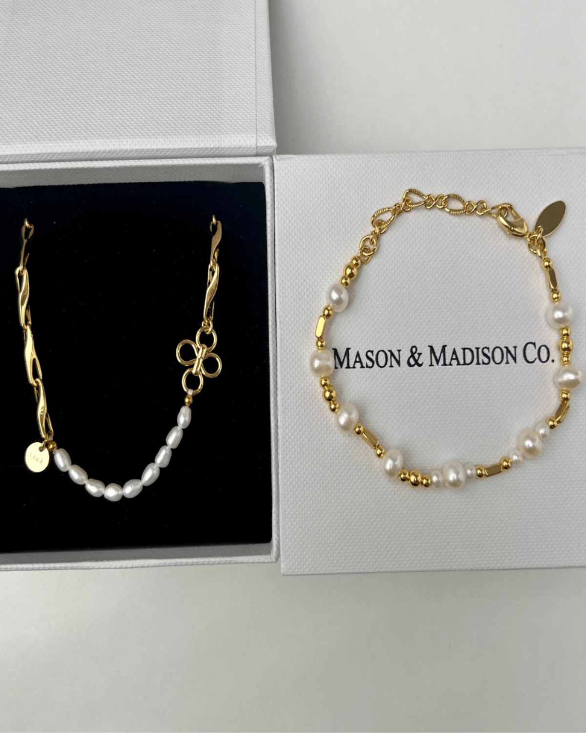 Best Gold Pearl Chain Necklace Bracelet Set Trends for Women, Lady, Wife, Mom | Women’s BEST Trending Trendy Gold Pearl Chain Necklace Bracelet Set Jewelry Gift on Sale for Women, Lady, Mother, Wife | Mason & Madison Co.