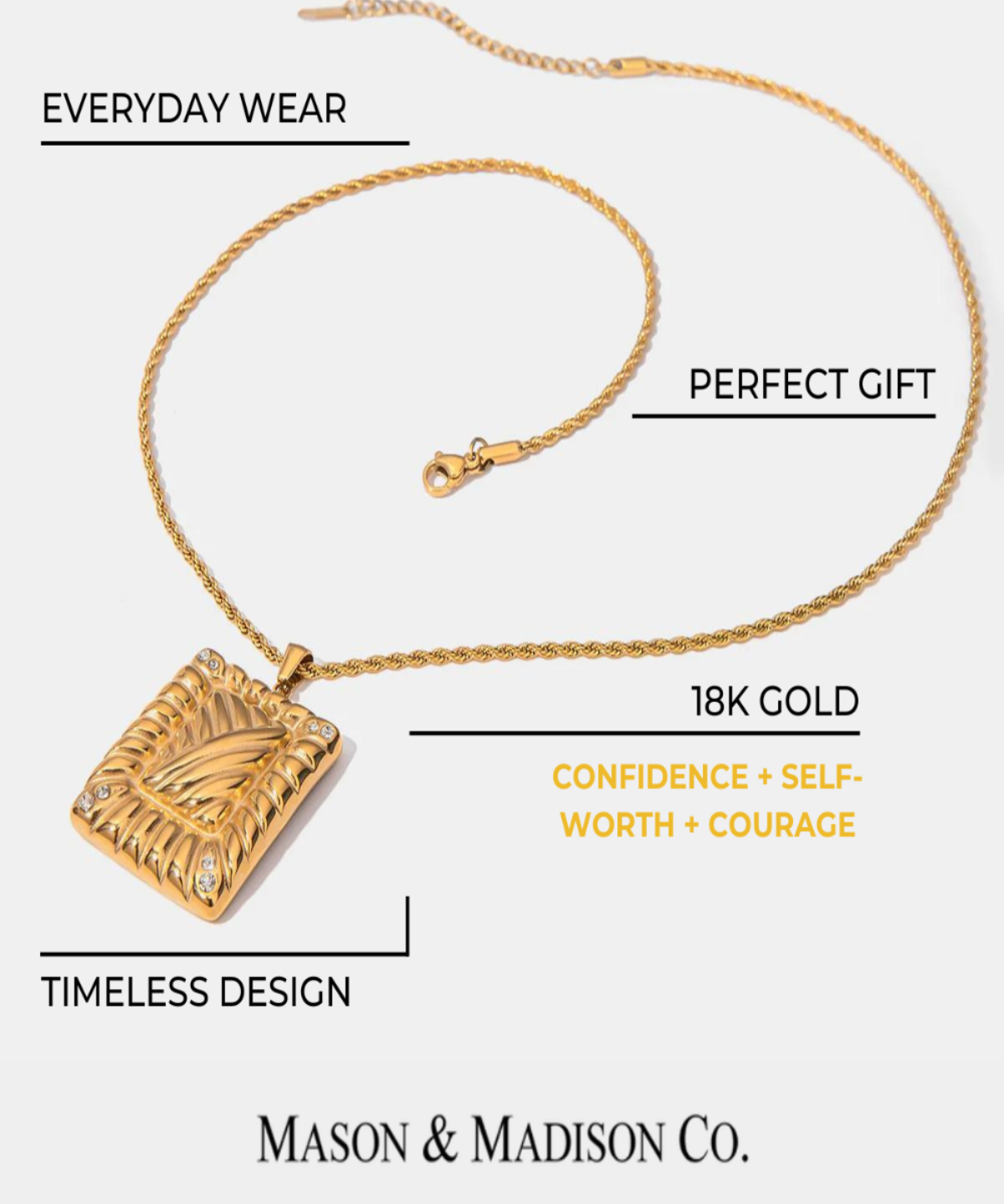 Best Gold Pendant Necklace Trends for Women | Women’s BEST Trending Trendy Gold Rectangle Pendant Necklace Jewelry Gift on Sale for Women, Lady, Mother, Wife | Mason & Madison Co.