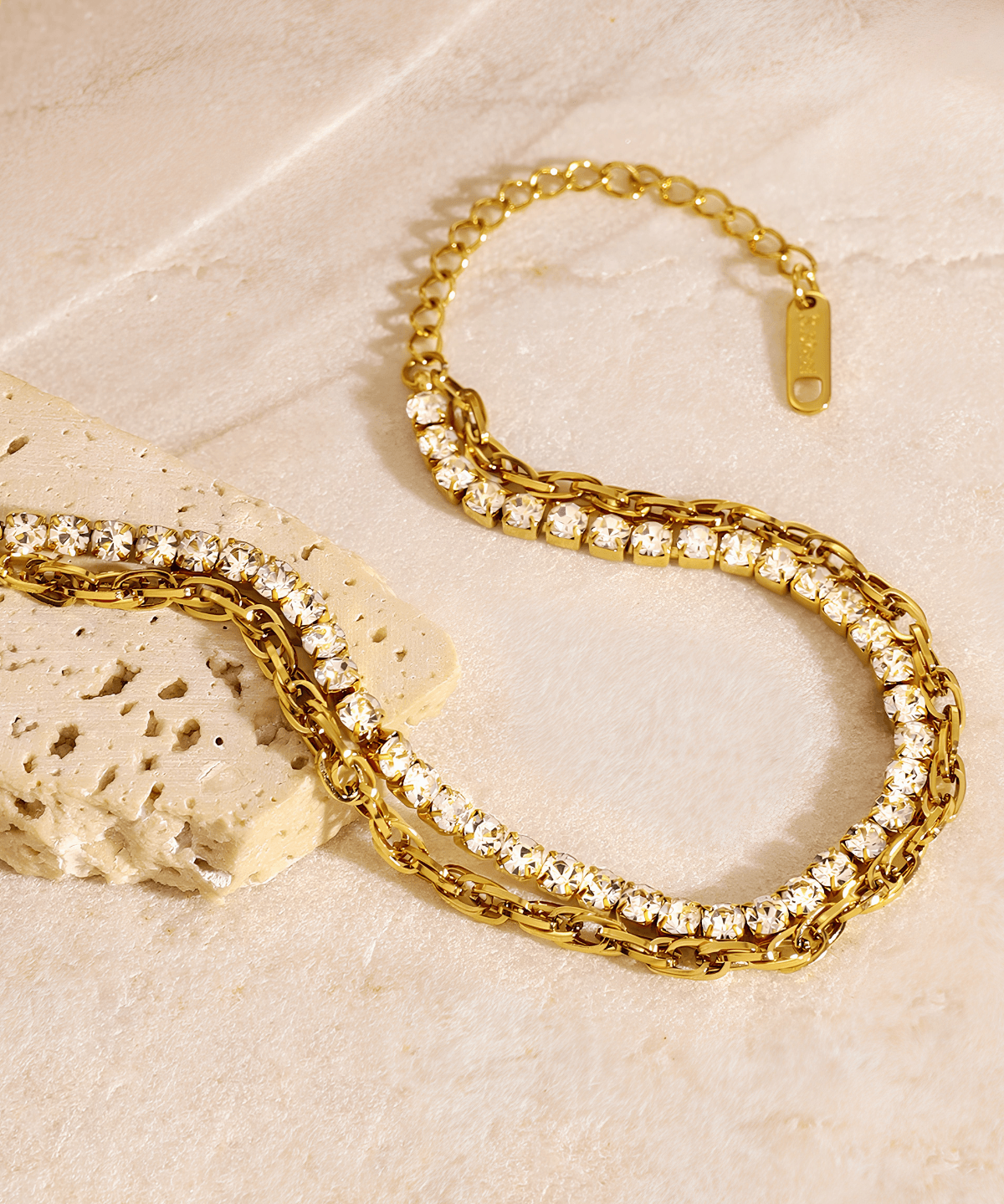 Best Gold Tennis Diamond Double Layered Chain Bracelet,Mason & Madison Co. 