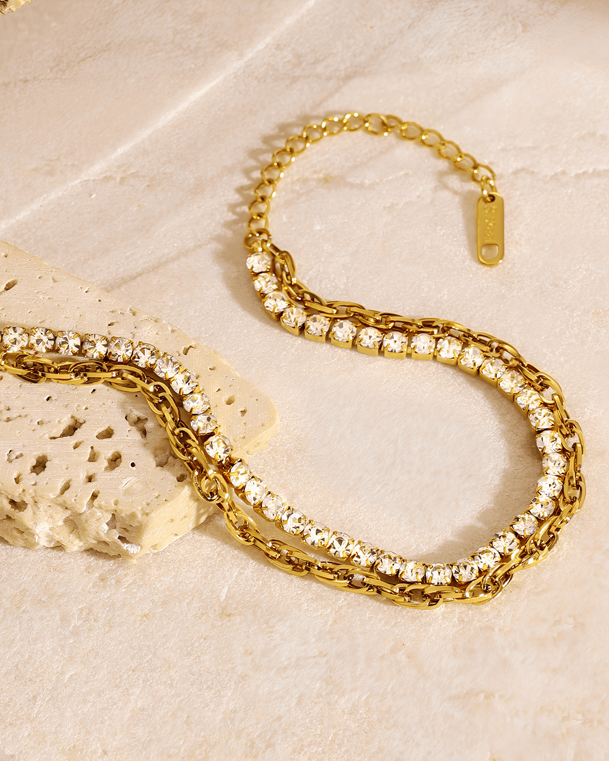 Best Gold Tennis Diamond Double Layered Chain Bracelet,Mason & Madison Co. 
