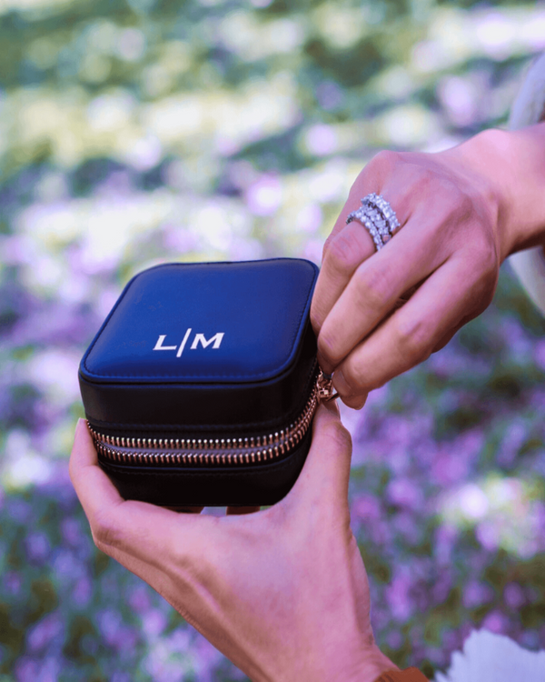 Black leather ring box on sale