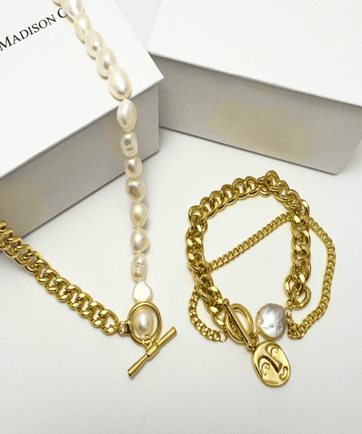 Best Pearl Chain Necklace Bracelet Set Gift Trends for Women | #1 Women’s BEST Trending Trendy Pearl Gold Chain Necklace Bracelet Set Bundle Jewelry Gift Set on Sale for Women, Lady, Mother, Wife | 1# BEST Pearl Gold Chain Necklace Bracelet Jewelry Bundle Set Gift for Women | #1 Best Most Top Trendy Trending Aesthetic Yellow Gold Pearl Chain Necklace, Bracelet Jewelry Gift for Women, Mother, Wife, Ladies | Mason & Madison Co.