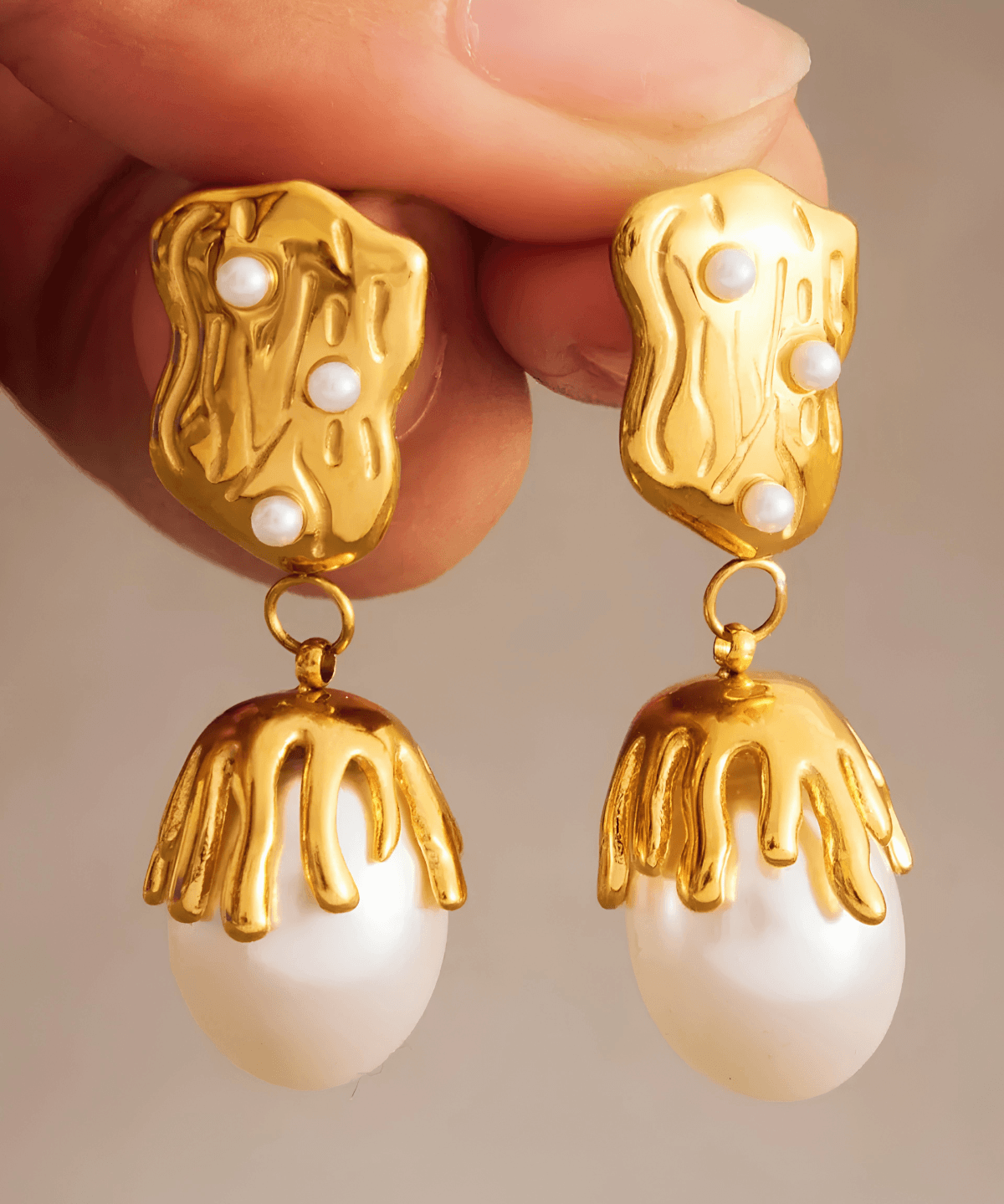 Best Pearl Gold Drop Earrings 18k Women's | Tarnish-Free, Waterproof, Hypoallergenic, Sustainable, High Quality