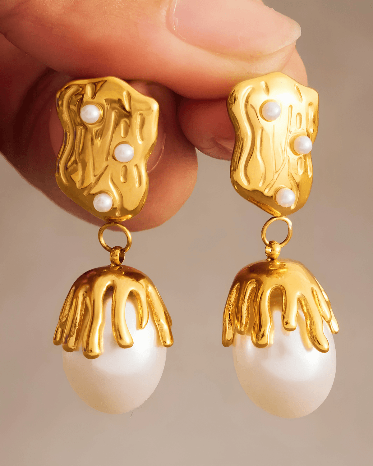 Best Pearl Gold Drop Earrings 18k Women's | Tarnish-Free, Waterproof, Hypoallergenic, Sustainable, High Quality