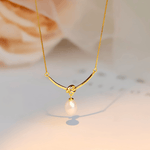 Bestselling 18k Pearl Gold Knot Pendant Necklace - Women's Tarnish-Free, Waterproof, Hypoallergenic, Sustainable, High Quality 