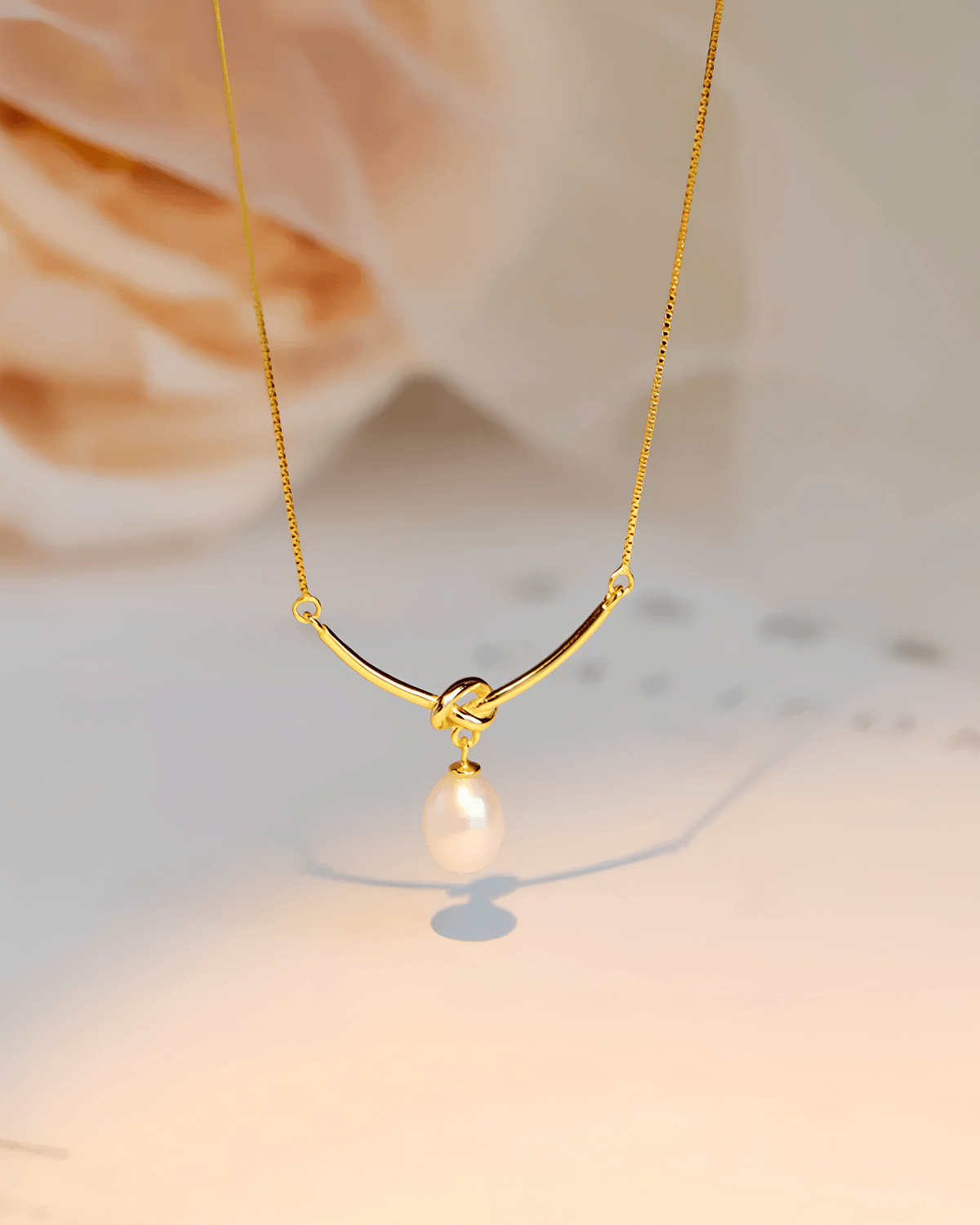 Bestselling 18k Pearl Gold Knot Pendant Necklace - Women's Tarnish-Free, Waterproof, Hypoallergenic, Sustainable, High Quality 