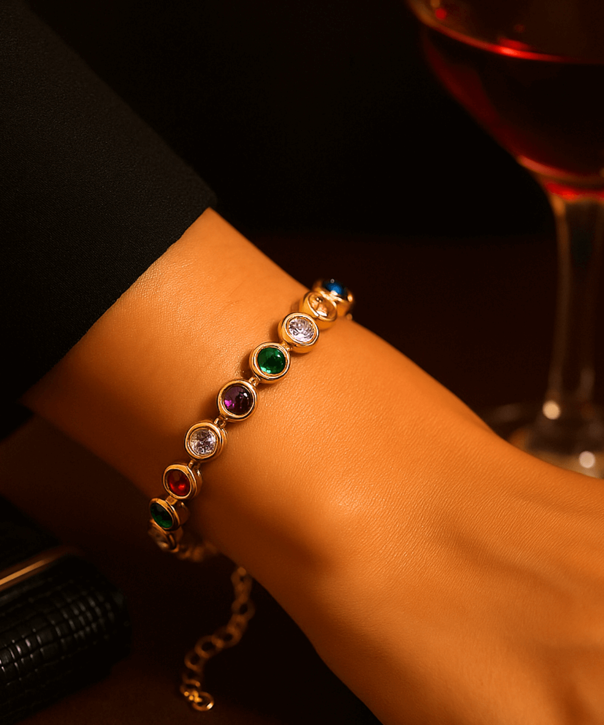 Gold Chain Bracelet with Gemstone, Best Trending Trendy Gold Chain Bracelet with Gemstone Gift for Women, Lady, Mother, Wife, Mason & Madison Co.