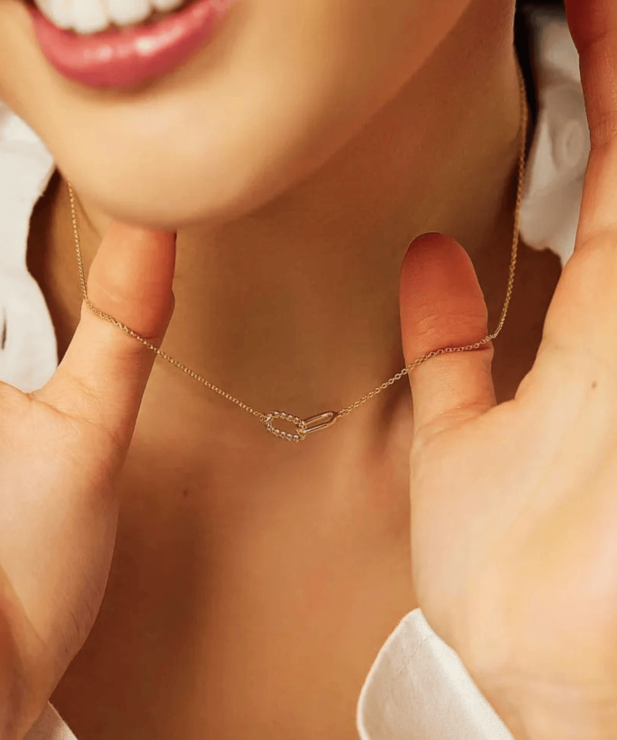 Gold Link Pendant Necklace Women's Gift