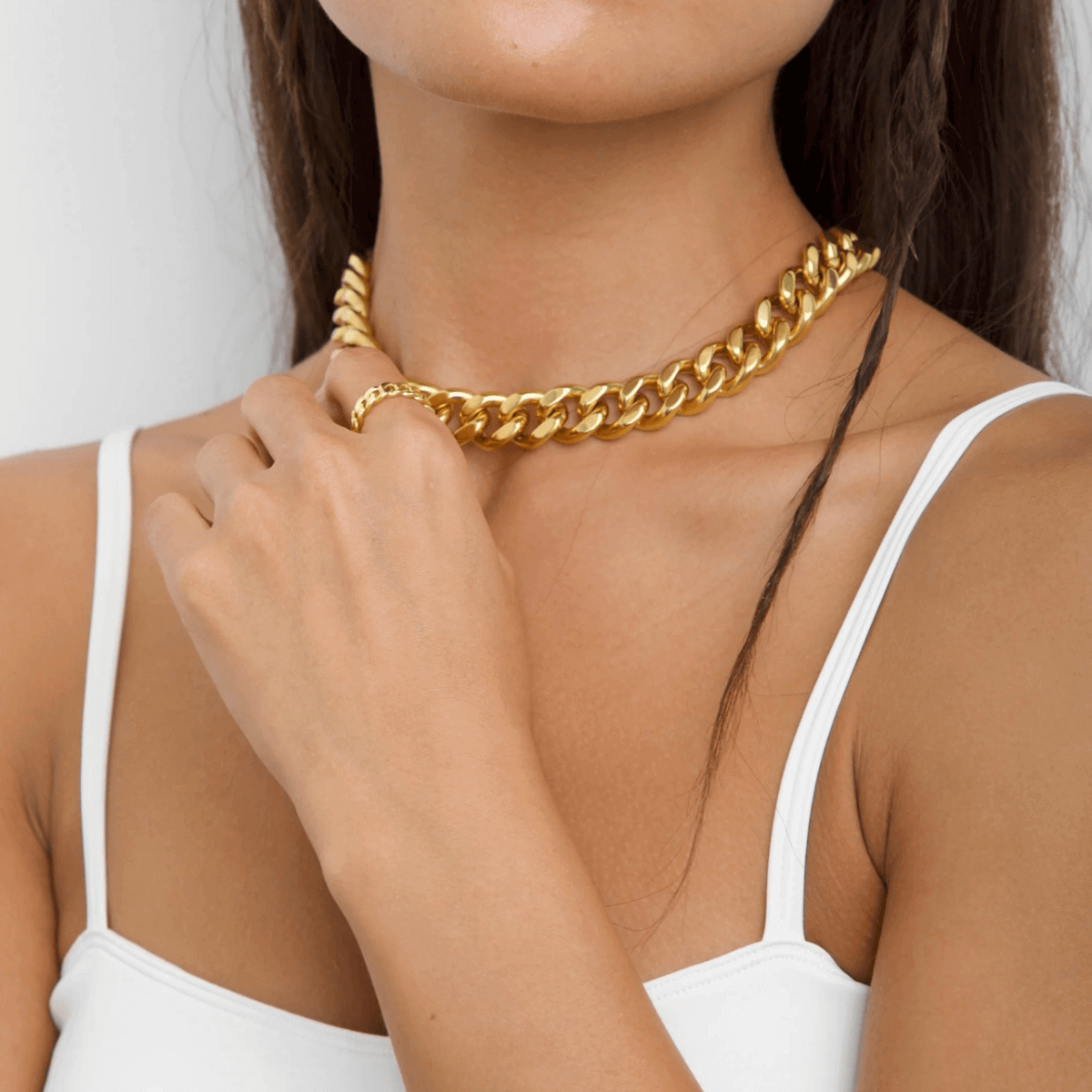 Gold Chunky Cuban Link Chain Necklace for Women | Best 18K Gold Choker Chain Necklace Gift | Mason & Madison Co.