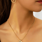 Mason & Madison Co. 18K Gold Circle Pendant Necklace Earrings Bundle Set 18k Women's | Tarnish-Free, Waterproof, Hypoallergenic, Sustainable, High Quality