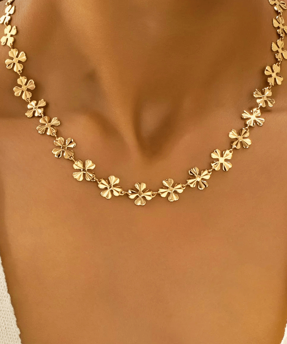 Mason & Madison Co. 18K Gold Flower Chain Necklace 18k Women's | Tarnish-Free, Waterproof, Hypoallergenic, Sustainable, High Quality