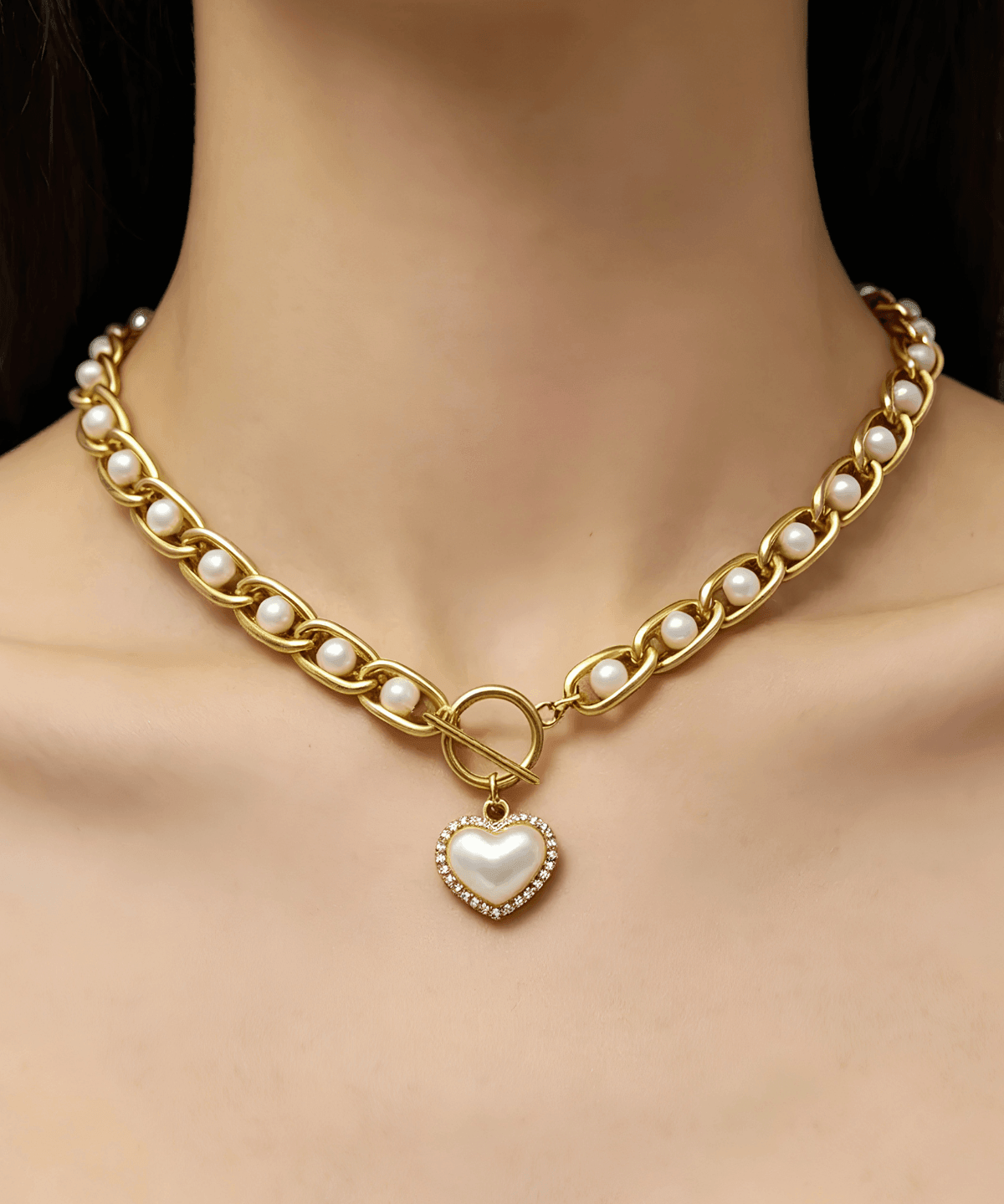 Mason & Madison Co. 18K Gold Pearl Heart Pendant Necklace 18k Women's | Tarnish-Free, Waterproof, Hypoallergenic, Sustainable, High Quality