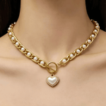 Mason & Madison Co. 18K Gold Pearl Heart Pendant Necklace 18k Women's | Tarnish-Free, Waterproof, Hypoallergenic, Sustainable, High Quality